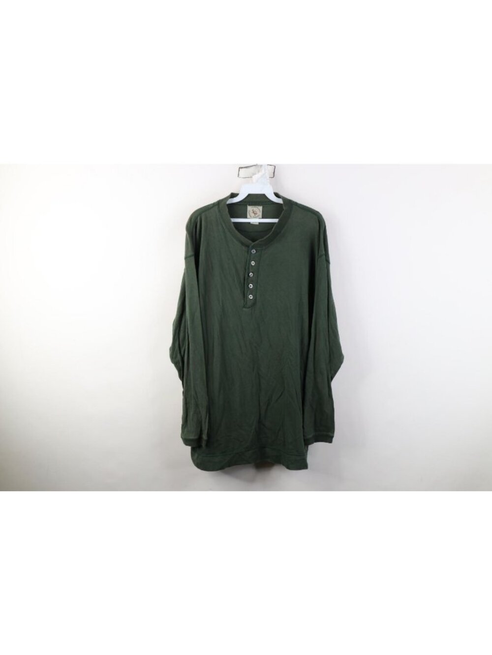 Vintage 90s Streetwear Mens XL Sun Faded Blank Cotton Long Sleeve Henley T-Shirt
